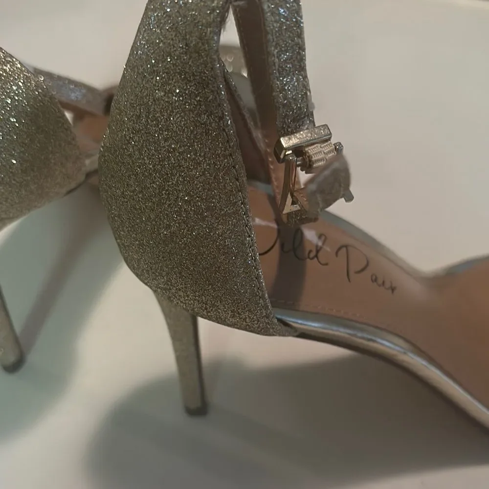 Wild Pair Gold Heeled Sandals Stiletto Ankle Strap